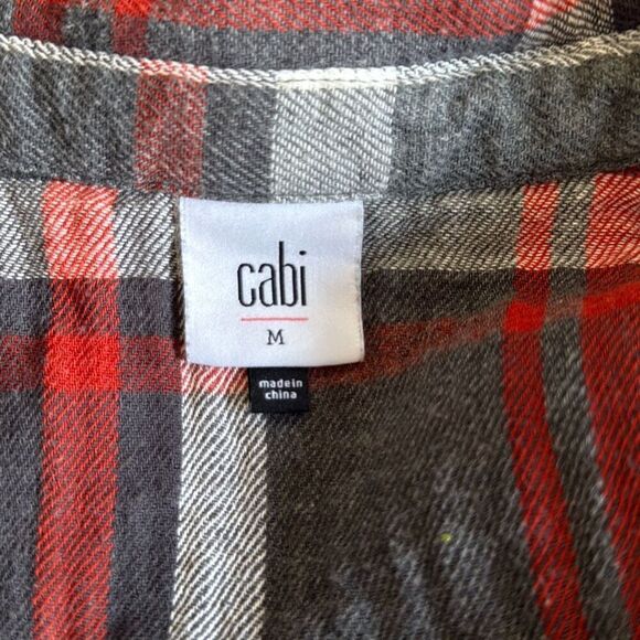 Cabi tavern plaid flannel button up shirt jacket womens size medium black gray r - Picture 5 of 11